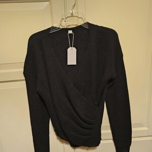 Elegant Black Wrap Sweater